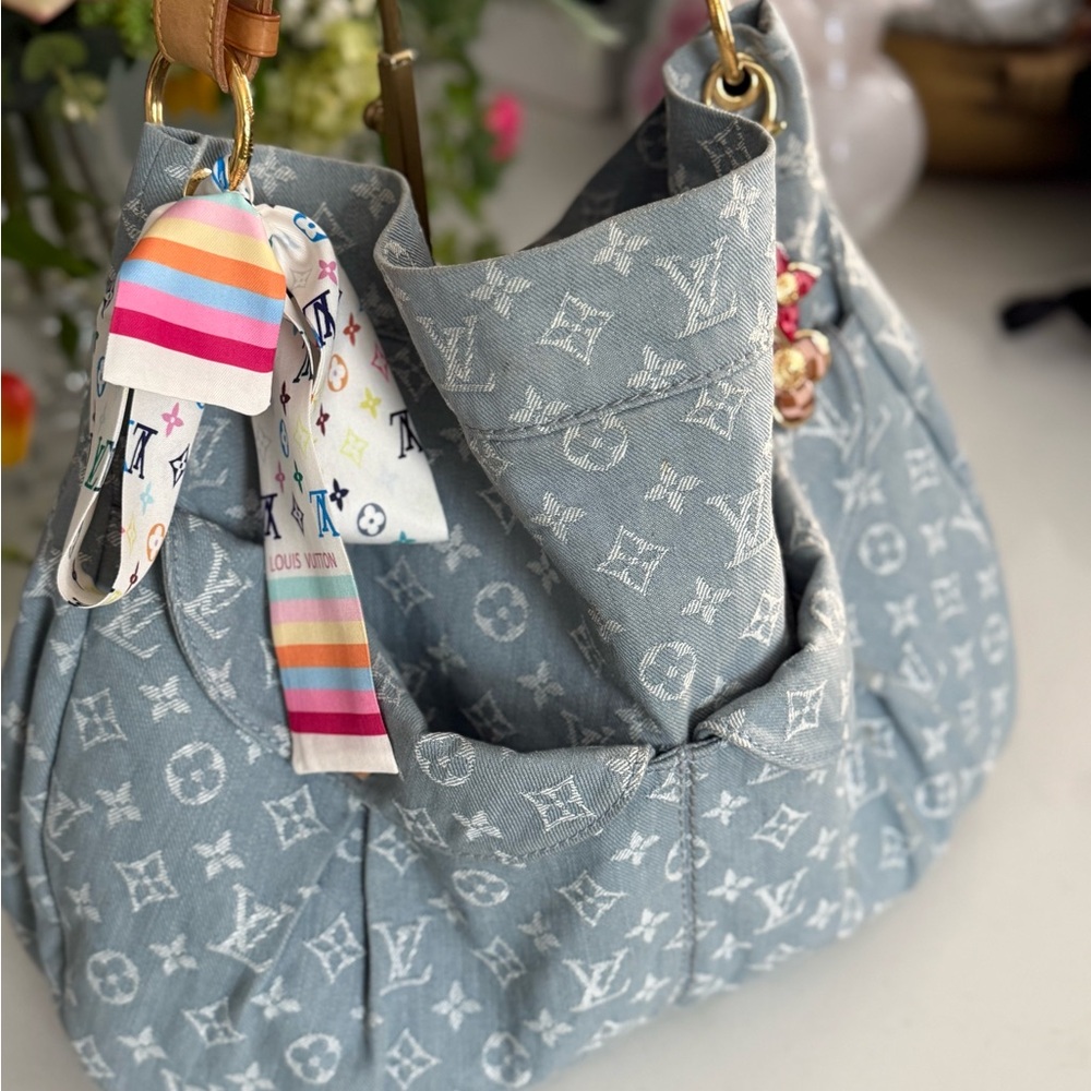 LOUIS VUITTON Monogram Denim Daily GM ~ EUC w/LV Dust Bag, LV Charm and Labubu - Picture 16 of 16